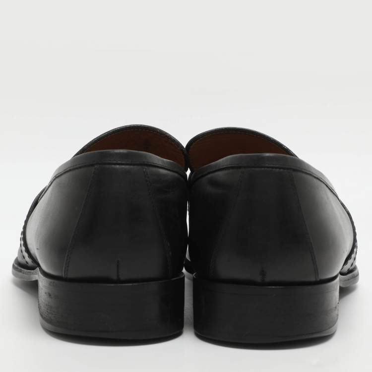 Pre Owned Louis Vuitton Size 45 Black Leather Loafers