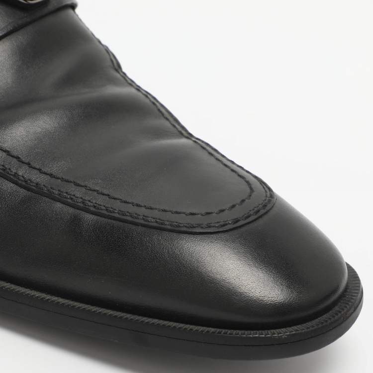 Pre Owned Louis Vuitton Size 45 Black Leather Loafers