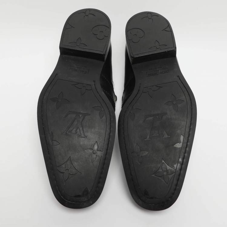 Pre Owned Louis Vuitton Size 45 Black Leather Loafers