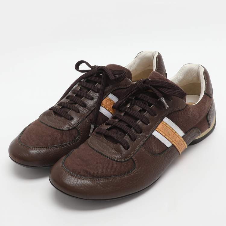 Pre Owned Louis Vuitton Size 40 Brown Canvas and Leather Low Top Sneakers
