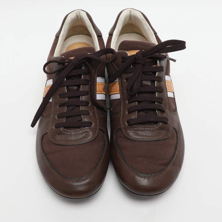 Pre Owned Louis Vuitton Size 40 Brown Canvas and Leather Low Top Sneakers