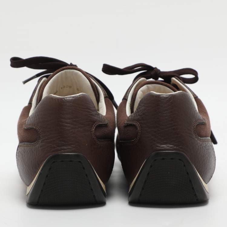 Pre Owned Louis Vuitton Size 40 Brown Canvas and Leather Low Top Sneakers