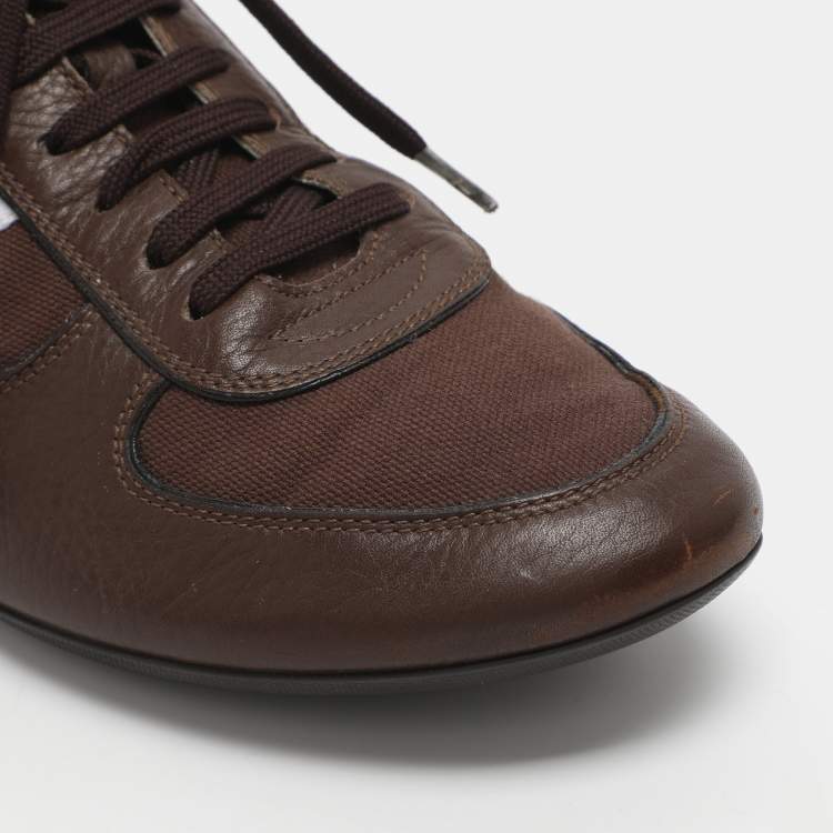 Pre Owned Louis Vuitton Size 40 Brown Canvas and Leather Low Top Sneakers