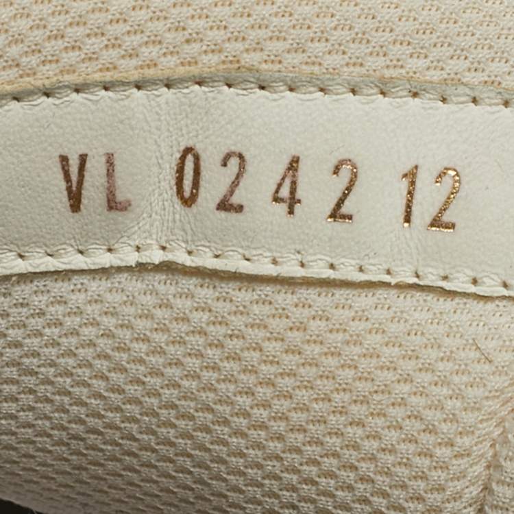 Pre Owned Louis Vuitton LV Trainer Size 46 White Denim and Leather Lace Up Sneakers