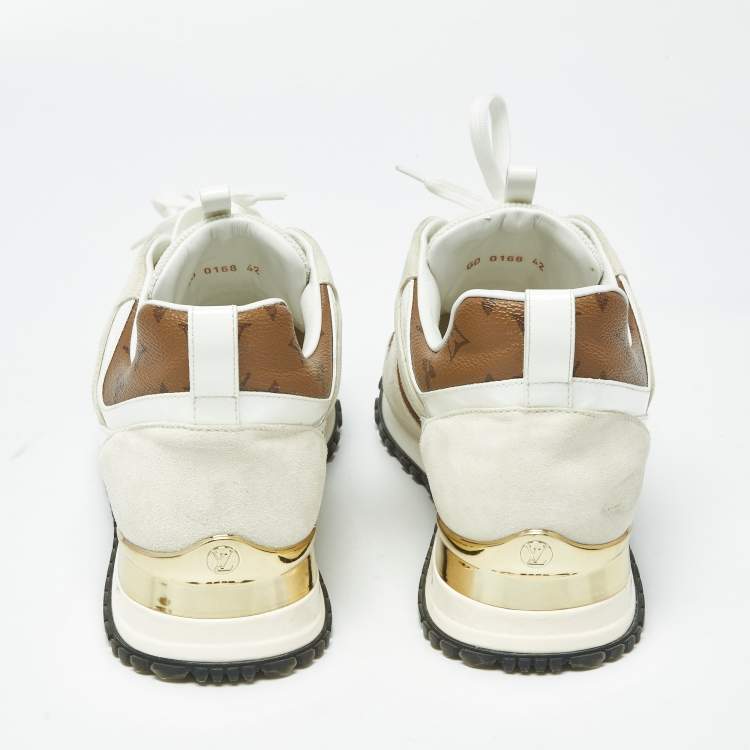 Pre Owned Louis Vuitton Run Away Size 42 Tricolor Monogram Canvas and Suede Lace Up Sneakers