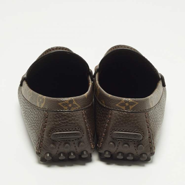 Pre Owned Louis Vuitton Hockenheim Size 40 Brown Leather Driver Loafers