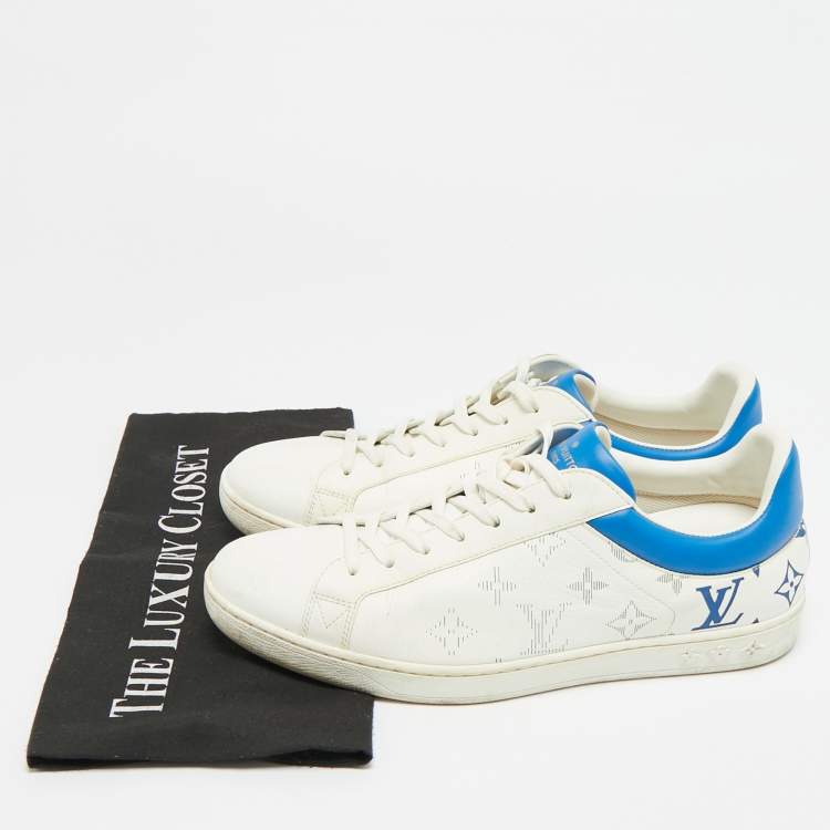 Pre Owned Louis Vuitton Luxembourg Size 41 White/Blue Gradient Monogram Leather Low Top Sneakers