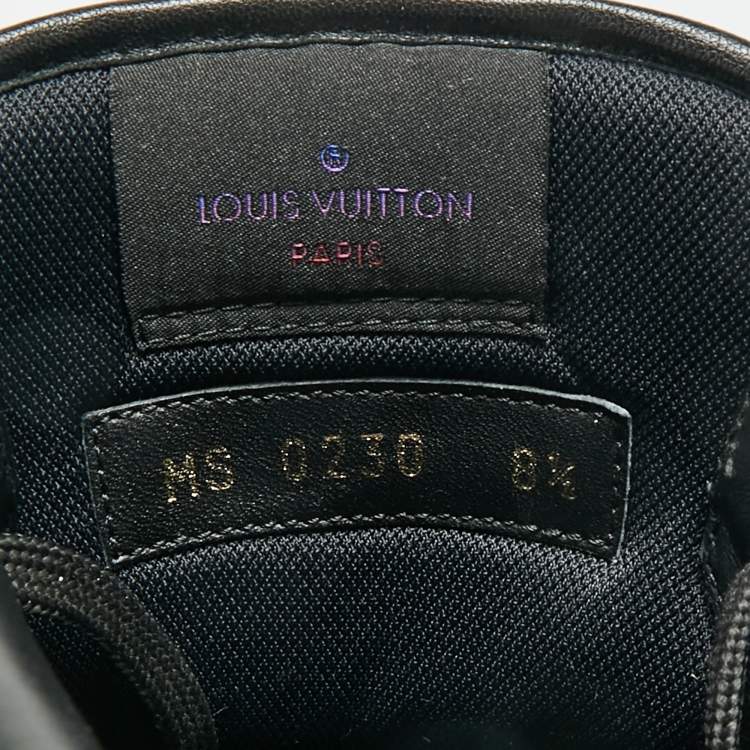 Pre Owned Louis Vuitton Rivoli Size 42.5 Black Monogram Canvas and Leather High Top Sneakers