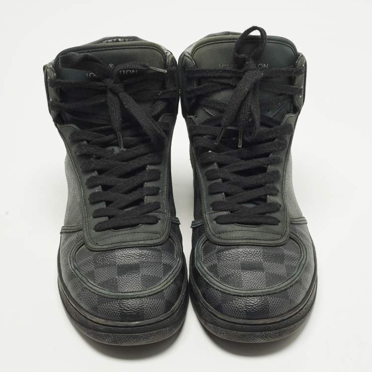 مملوكة مسبقًا Louis Vuitton Rivoli Size 42 Grey/Black Damier Canvas and Leather High Top Sneakers