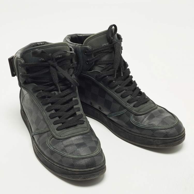 مملوكة مسبقًا Louis Vuitton Rivoli Size 42 Grey/Black Damier Canvas and Leather High Top Sneakers