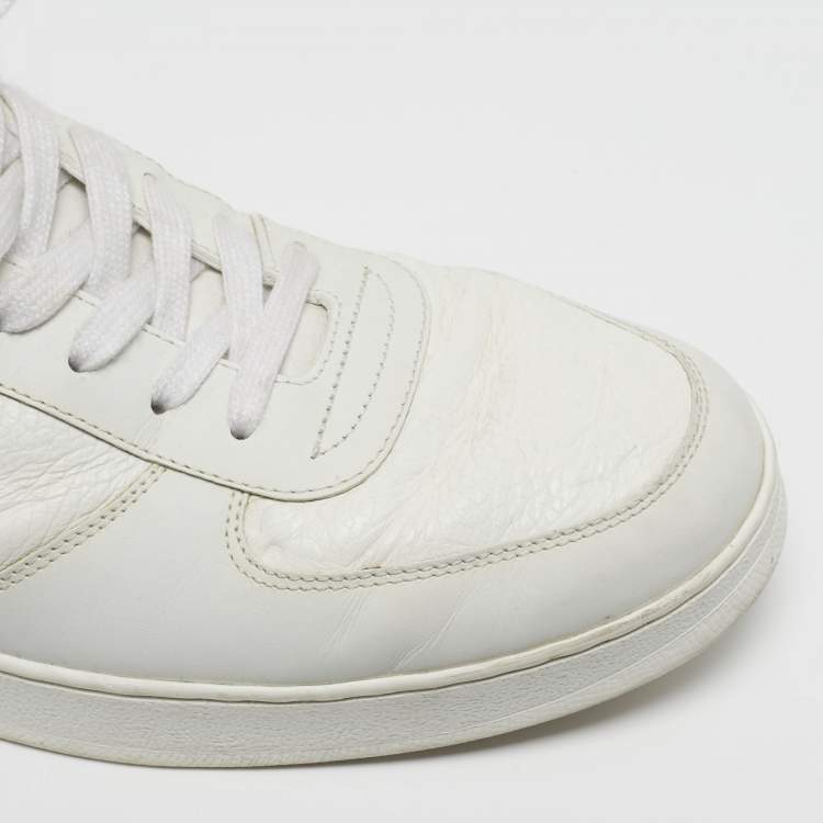 Pre Owned Louis Vuitton Rivoli Size 42.5 White Iridescent and Leather High Top Sneakers