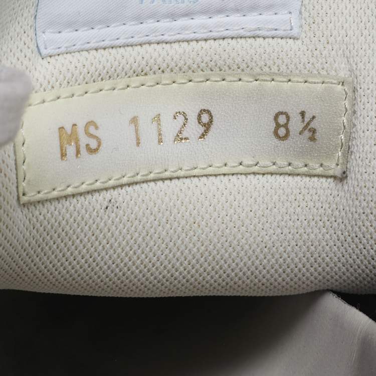 Pre Owned Louis Vuitton Rivoli Size 42.5 White Iridescent and Leather High Top Sneakers