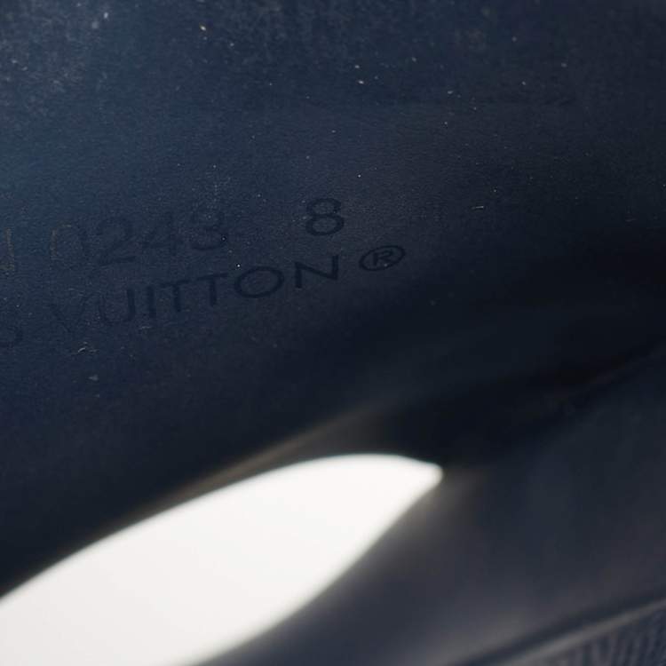 Pre Owned Louis Vuitton Waterfront Size 42 Navy Blue Monogram Rubber Pool Slide