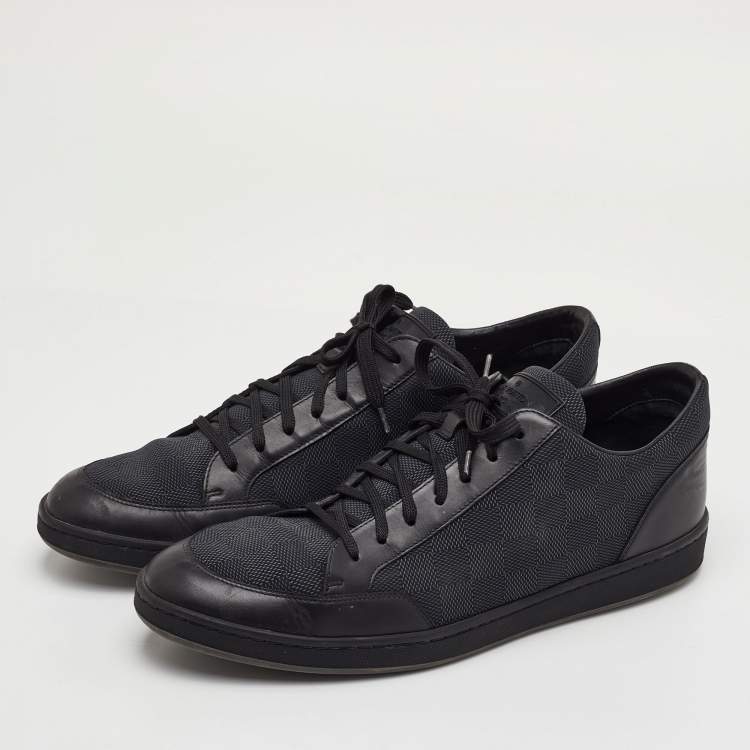 Pre Owned Louis Vuitton Offshore Size 43.5 Black Damier Graphite Fabric and Leather Low Top Sneakers
