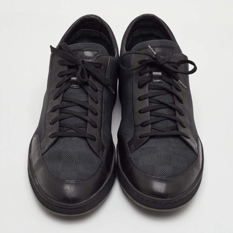 Pre Owned Louis Vuitton Offshore Size 43.5 Black Damier Graphite Fabric and Leather Low Top Sneakers