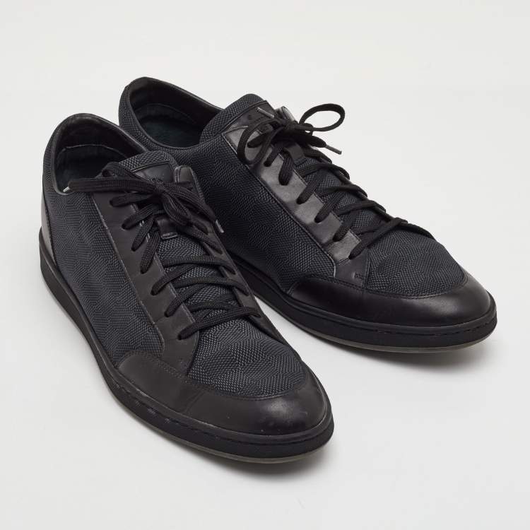 Pre Owned Louis Vuitton Offshore Size 43.5 Black Damier Graphite Fabric and Leather Low Top Sneakers