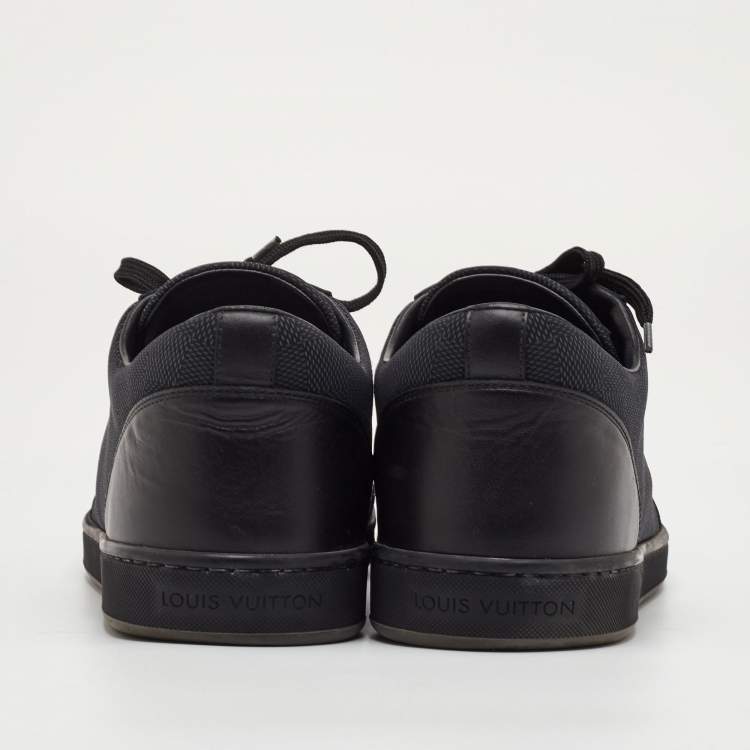 Pre Owned Louis Vuitton Offshore Size 43.5 Black Damier Graphite Fabric and Leather Low Top Sneakers