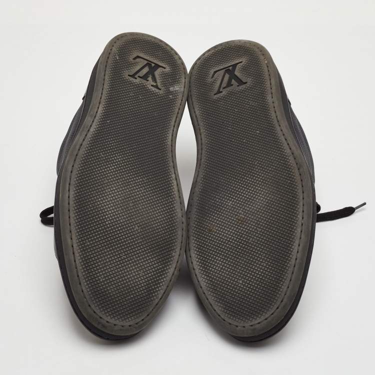 Pre Owned Louis Vuitton Offshore Size 43.5 Black Damier Graphite Fabric and Leather Low Top Sneakers