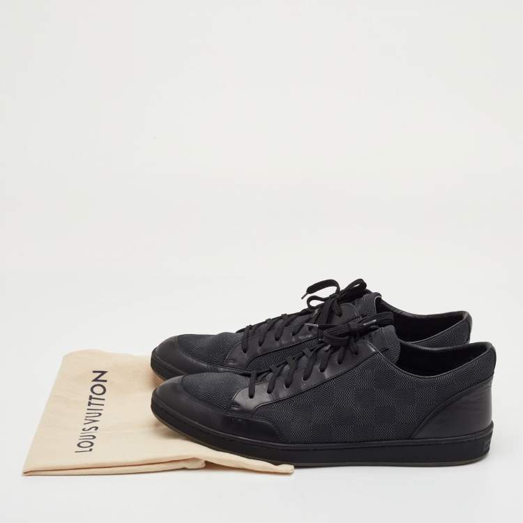 Pre Owned Louis Vuitton Offshore Size 43.5 Black Damier Graphite Fabric and Leather Low Top Sneakers