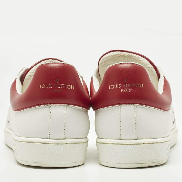 Pre Owned Louis Vuitton Luxembourg Size 40 White/Red Leather Low Top Sneakers