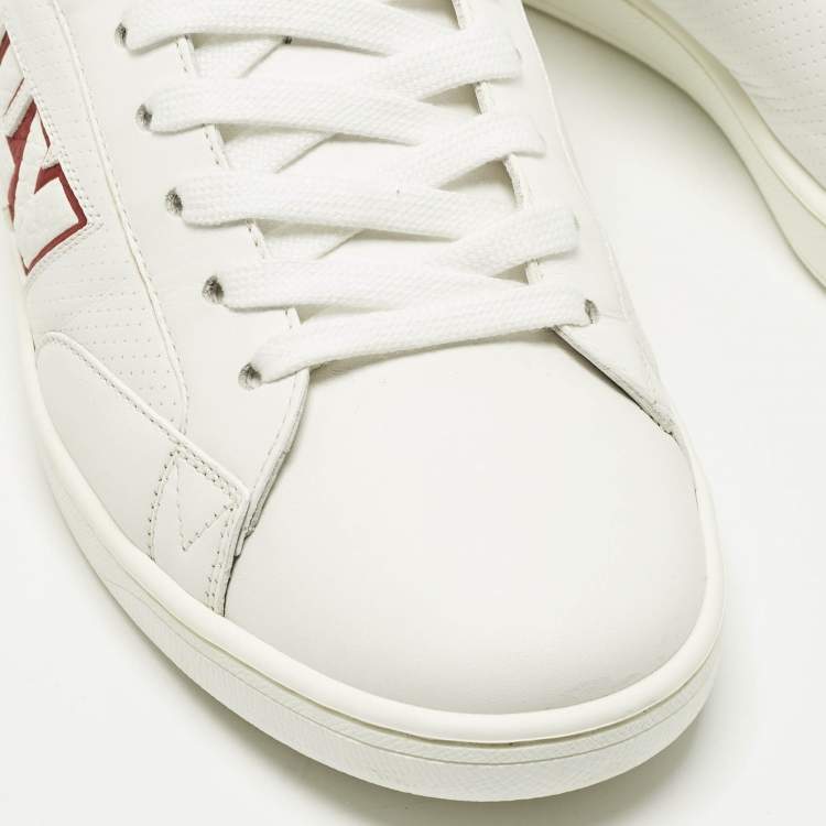 Pre Owned Louis Vuitton Luxembourg Size 40 White/Red Leather Low Top Sneakers