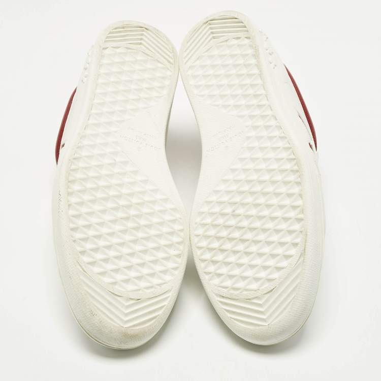 Pre Owned Louis Vuitton Luxembourg Size 40 White/Red Leather Low Top Sneakers