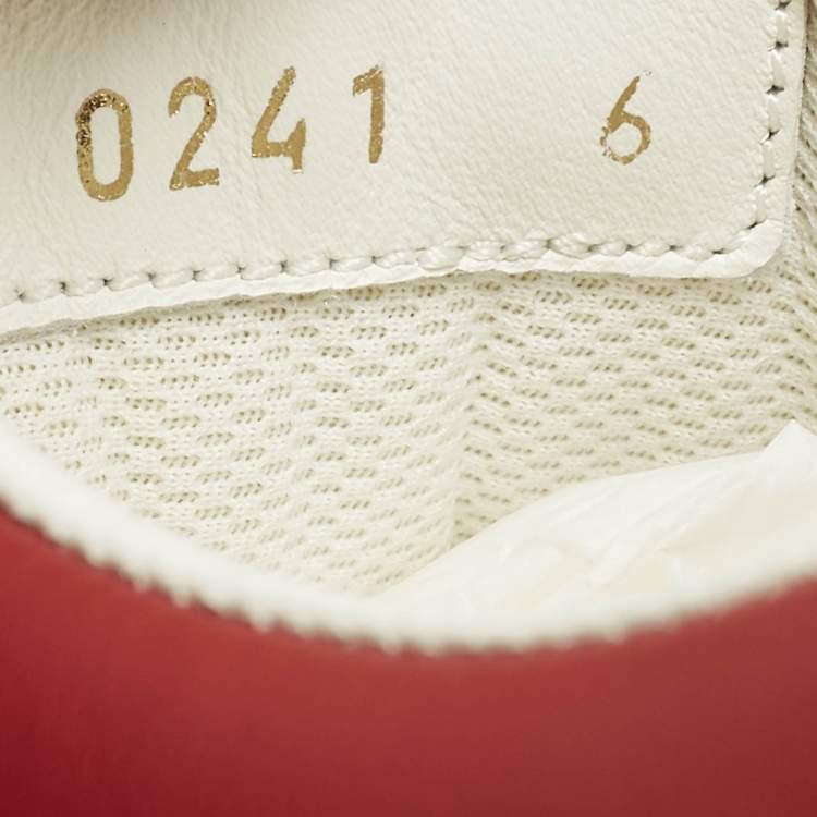 Pre Owned Louis Vuitton Luxembourg Size 40 White/Red Leather Low Top Sneakers