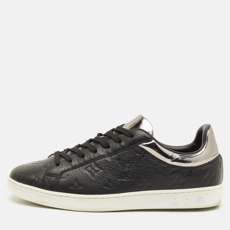 Pre Owned Louis Vuitton Luxembourg Size 40 Black Monogram Leather Low Top Sneakers