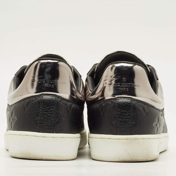 Pre Owned Louis Vuitton Luxembourg Size 40 Black Monogram Leather Low Top Sneakers