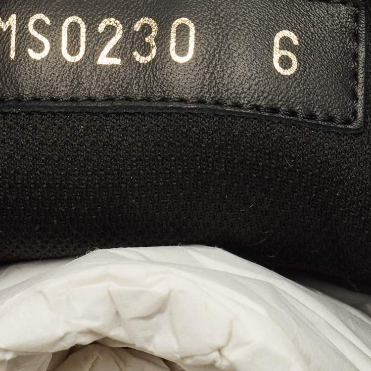 Pre Owned Louis Vuitton Luxembourg Size 40 Black Monogram Leather Low Top Sneakers