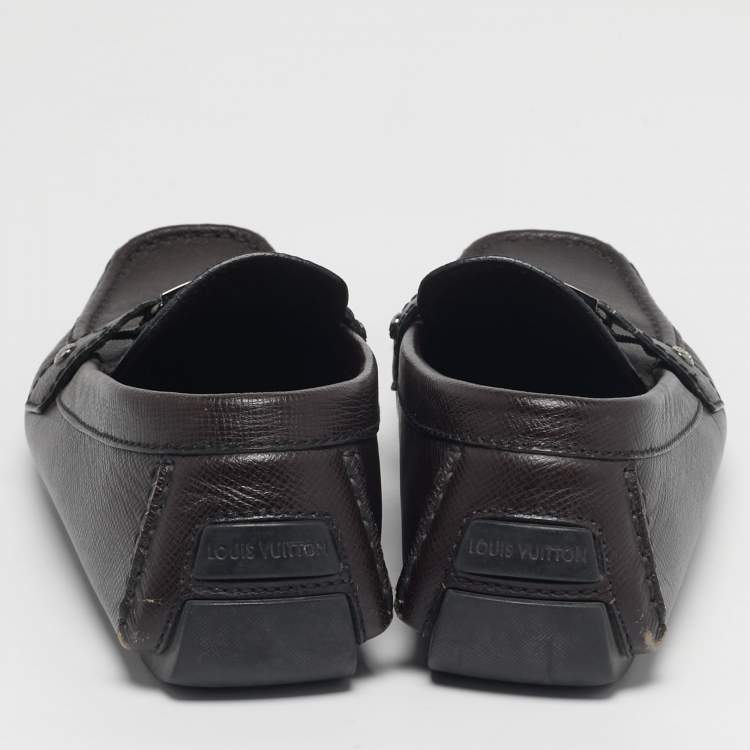 Pre Owned حذاء لوفرز لوي فيتون مونتي كارلو جلد لون برغندي داكن مقاس 42.5