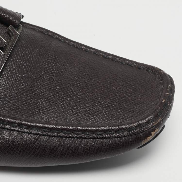 Pre Owned حذاء لوفرز لوي فيتون مونتي كارلو جلد لون برغندي داكن مقاس 42.5