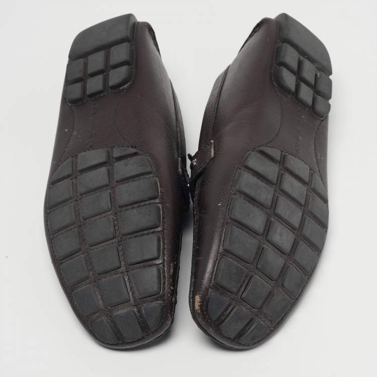 Pre Owned حذاء لوفرز لوي فيتون مونتي كارلو جلد لون برغندي داكن مقاس 42.5