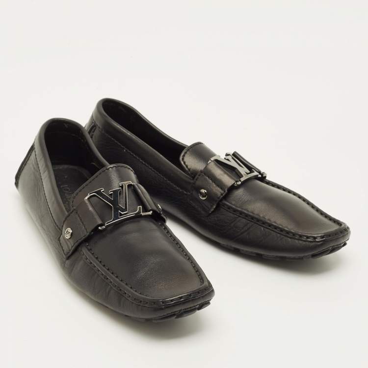 Pre Owned Louis Vuitton Monte Carlo Size 42 Black Leather Loafers