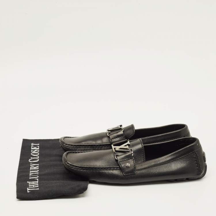Pre Owned Louis Vuitton Monte Carlo Size 42 Black Leather Loafers