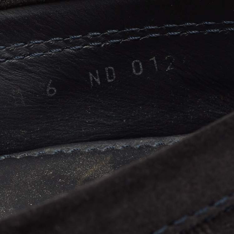 Pre Owned Louis Vuitton Size 40 Black Suede Damier Infini Loafers