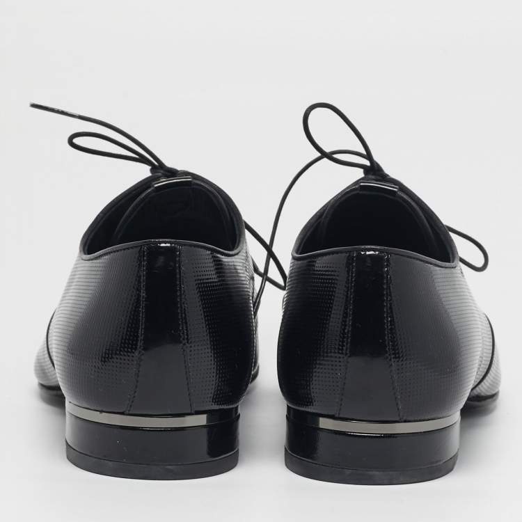 Pre Owned Louis Vuitton Size 40.5 Black Patent Leather Lace Up Derby