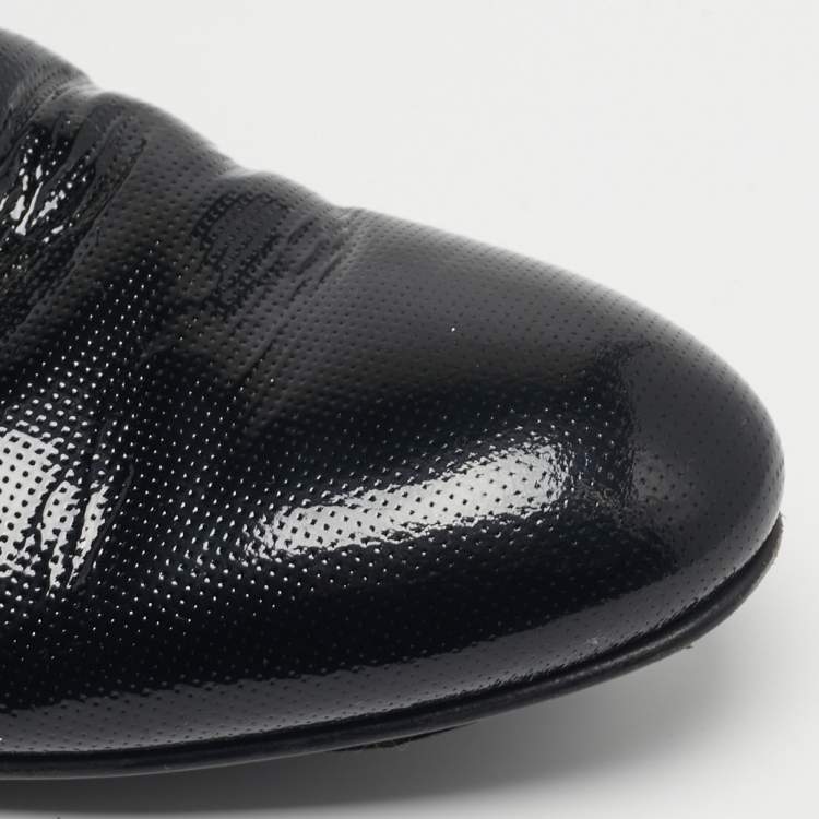 Pre Owned Louis Vuitton Size 40.5 Black Patent Leather Lace Up Derby