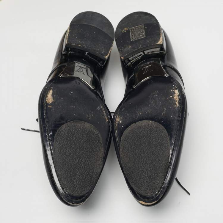 Pre Owned Louis Vuitton Size 40.5 Black Patent Leather Lace Up Derby