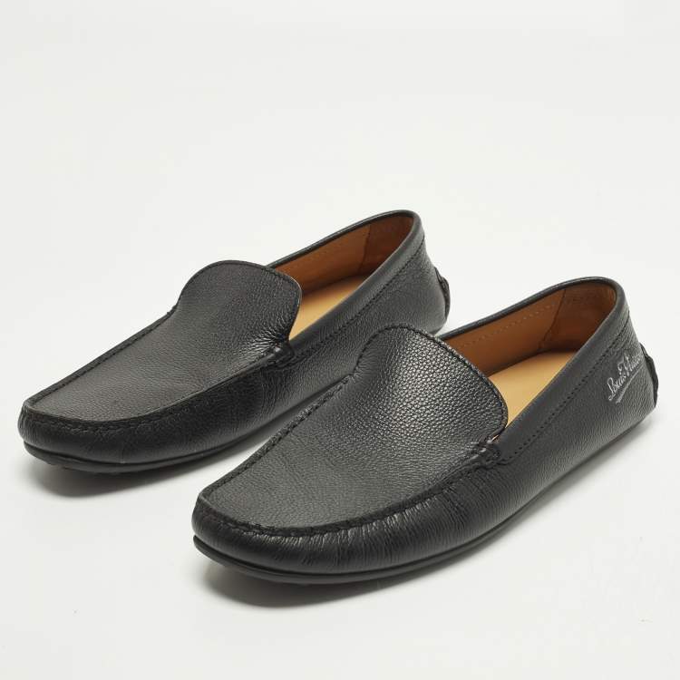 Pre Owned Louis Vuitton Size 42.5 Black Leather Slip On Loafers