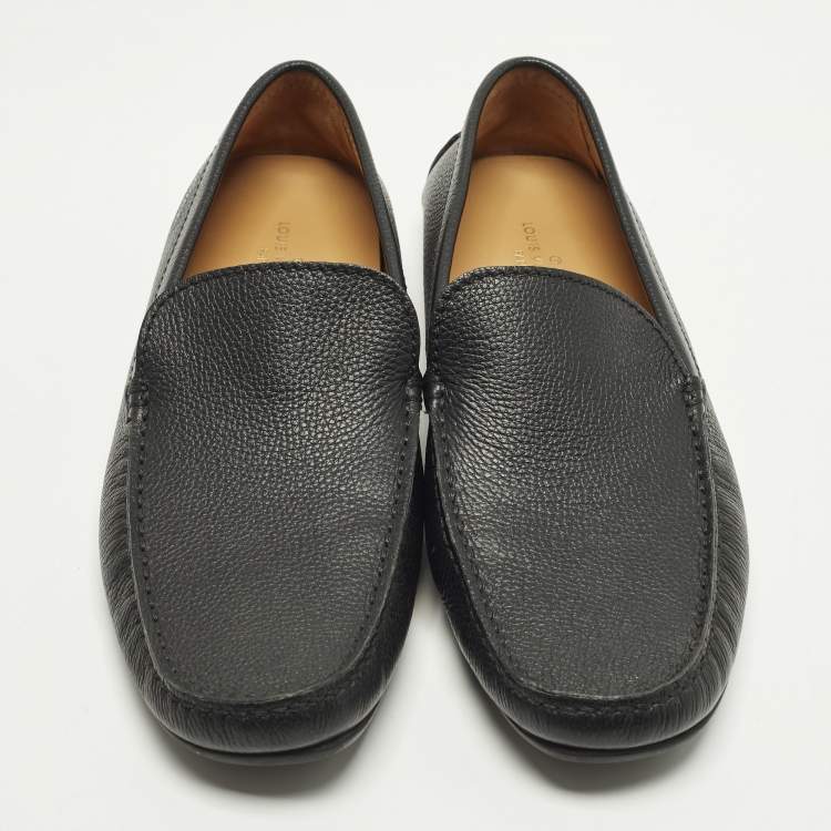Pre Owned Louis Vuitton Size 42.5 Black Leather Slip On Loafers