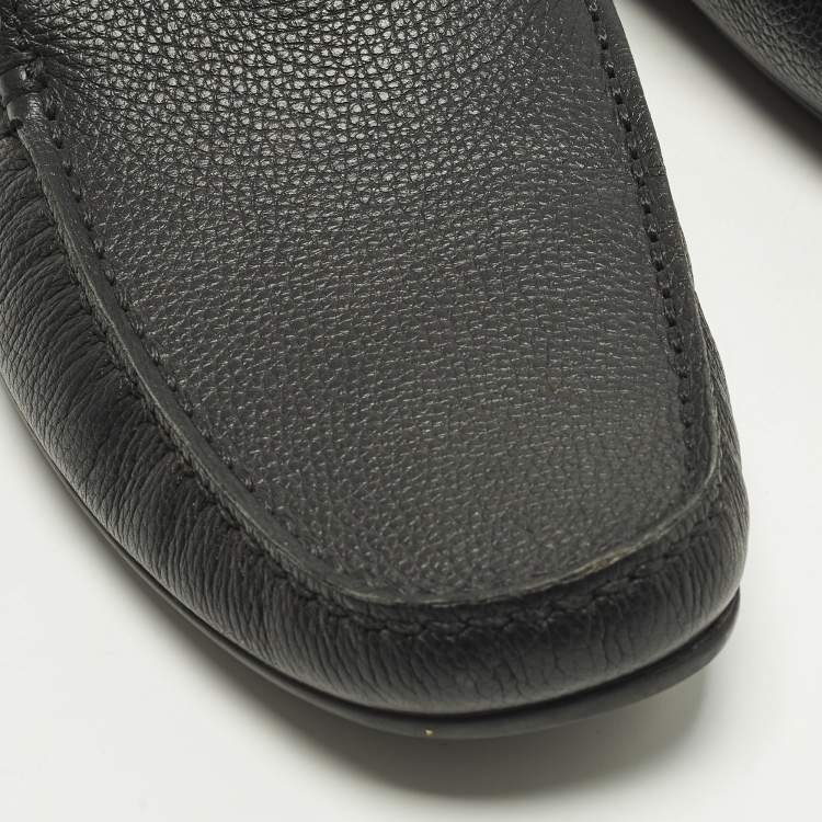 Pre Owned Louis Vuitton Size 42.5 Black Leather Slip On Loafers