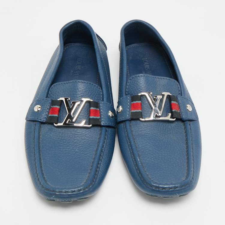 Pre Owned حذاء لوفرز لوي فيتون مونتي كارلو جلد لون برغندي داكن مقاس 42.5