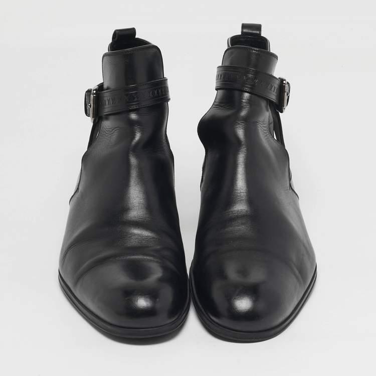 Pre Owned Louis Vuitton Greenwich Size 43 Black Leather Ankle Length Boots
