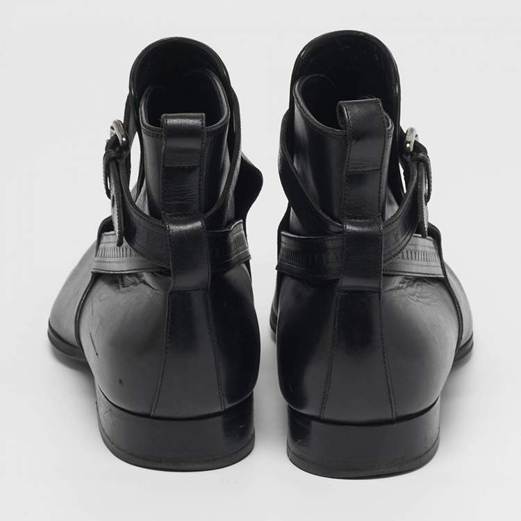 Pre Owned Louis Vuitton Greenwich Size 43 Black Leather Ankle Length Boots