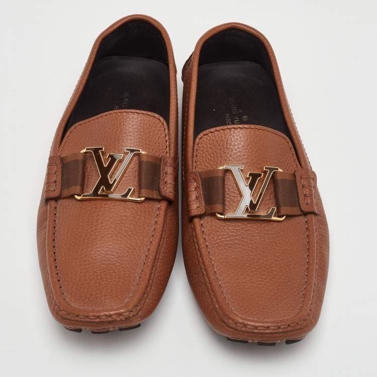 Pre Owned Louis Vuitton Monte Carlo Size 40.5 Brown Leather Slip On Loafers