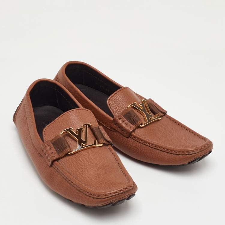 Pre Owned Louis Vuitton Monte Carlo Size 40.5 Brown Leather Slip On Loafers