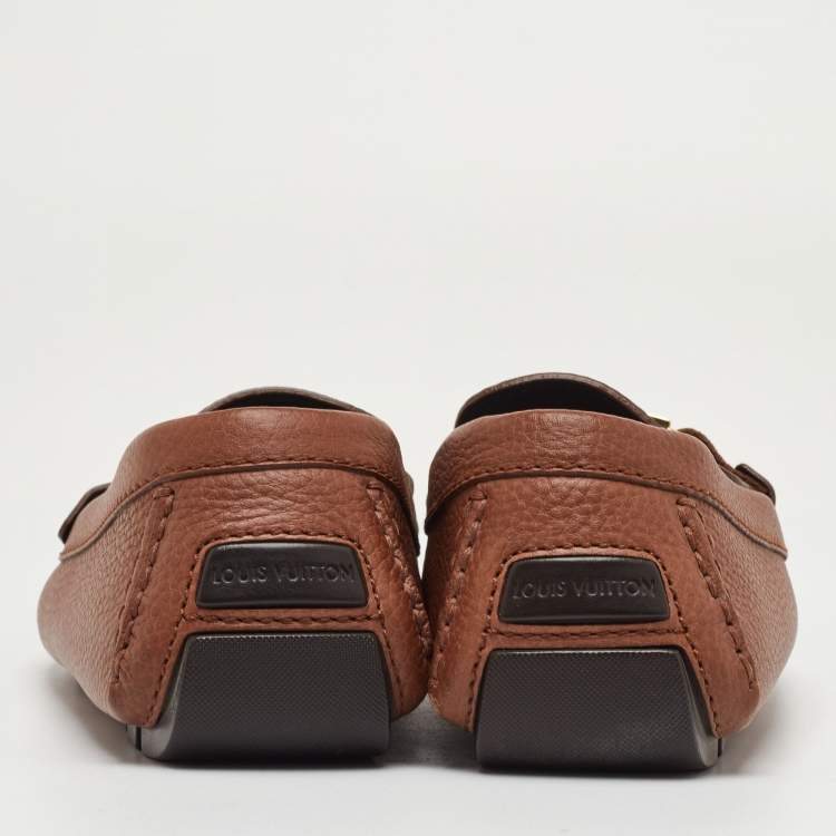 Pre Owned Louis Vuitton Monte Carlo Size 40.5 Brown Leather Slip On Loafers