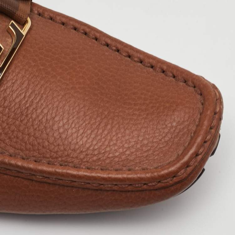 Pre Owned Louis Vuitton Monte Carlo Size 40.5 Brown Leather Slip On Loafers