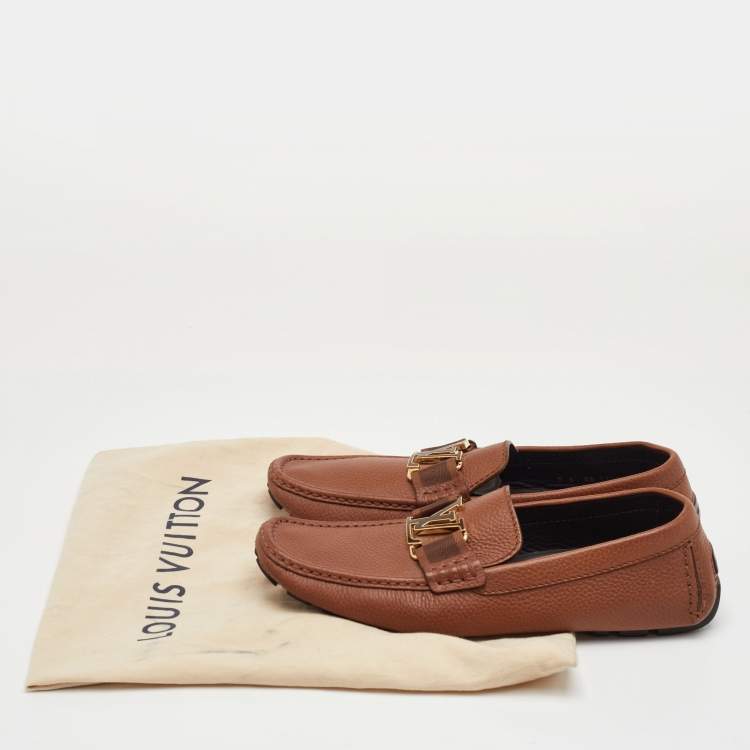 Pre Owned Louis Vuitton Monte Carlo Size 40.5 Brown Leather Slip On Loafers